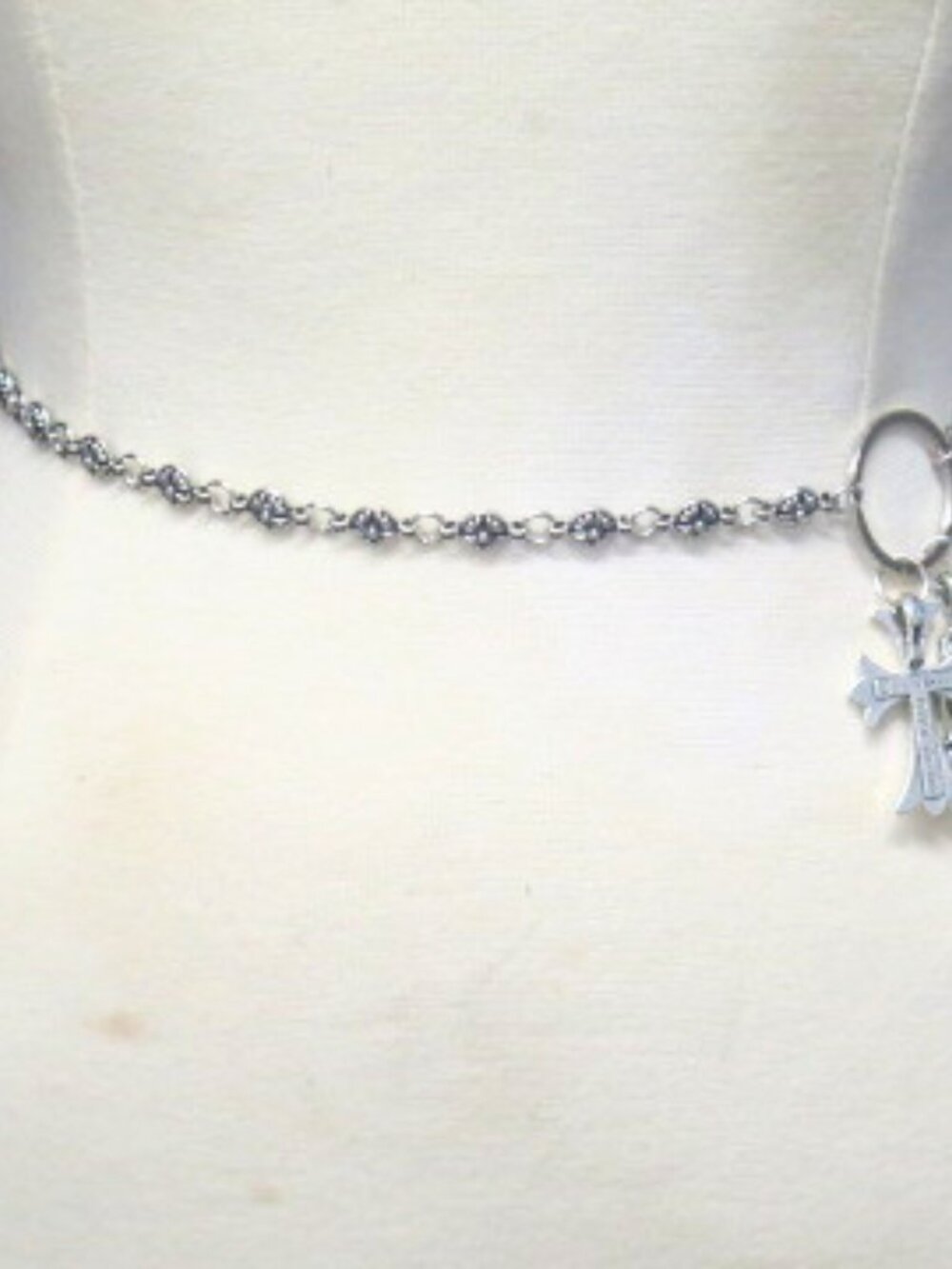 Women’s Silver Tone Cross Charm Chain Belt Adjustable Gothic Waist Belt